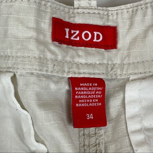 IZOD Cargo Shorts Cotton Beige Men's Size 34 - Picture 4 of 9